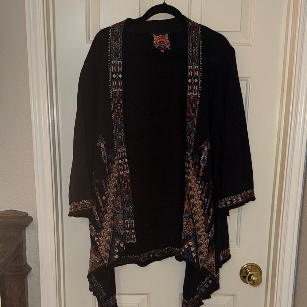 Johnny Was Delphine embroidered draped cardigan size 1X